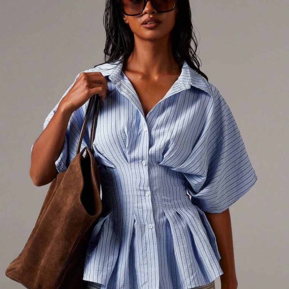 Elegant Blue Striped Blouse for Women